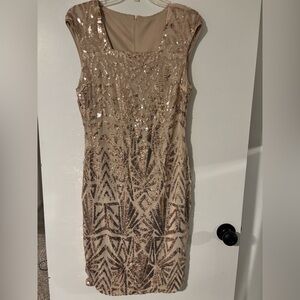 SHEIN Beige Sequin Mini Dress
